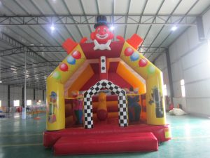 CLOWN 5X5 PLAIN JUMPING CASTLES WITH POP UPS AND HORSES AND BASKETBALL HOOP