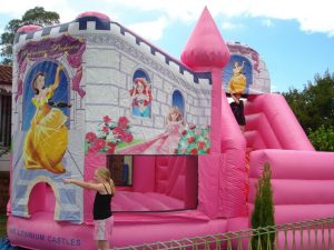 PINK PRINCESS 5X5 JUMPING CASTLE COMBO WITH SLIDE AGES 3 TO 12 